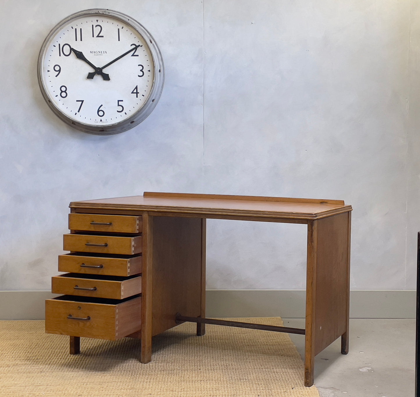 Mid Century Oak Desk 1950S Staverton / Industrial