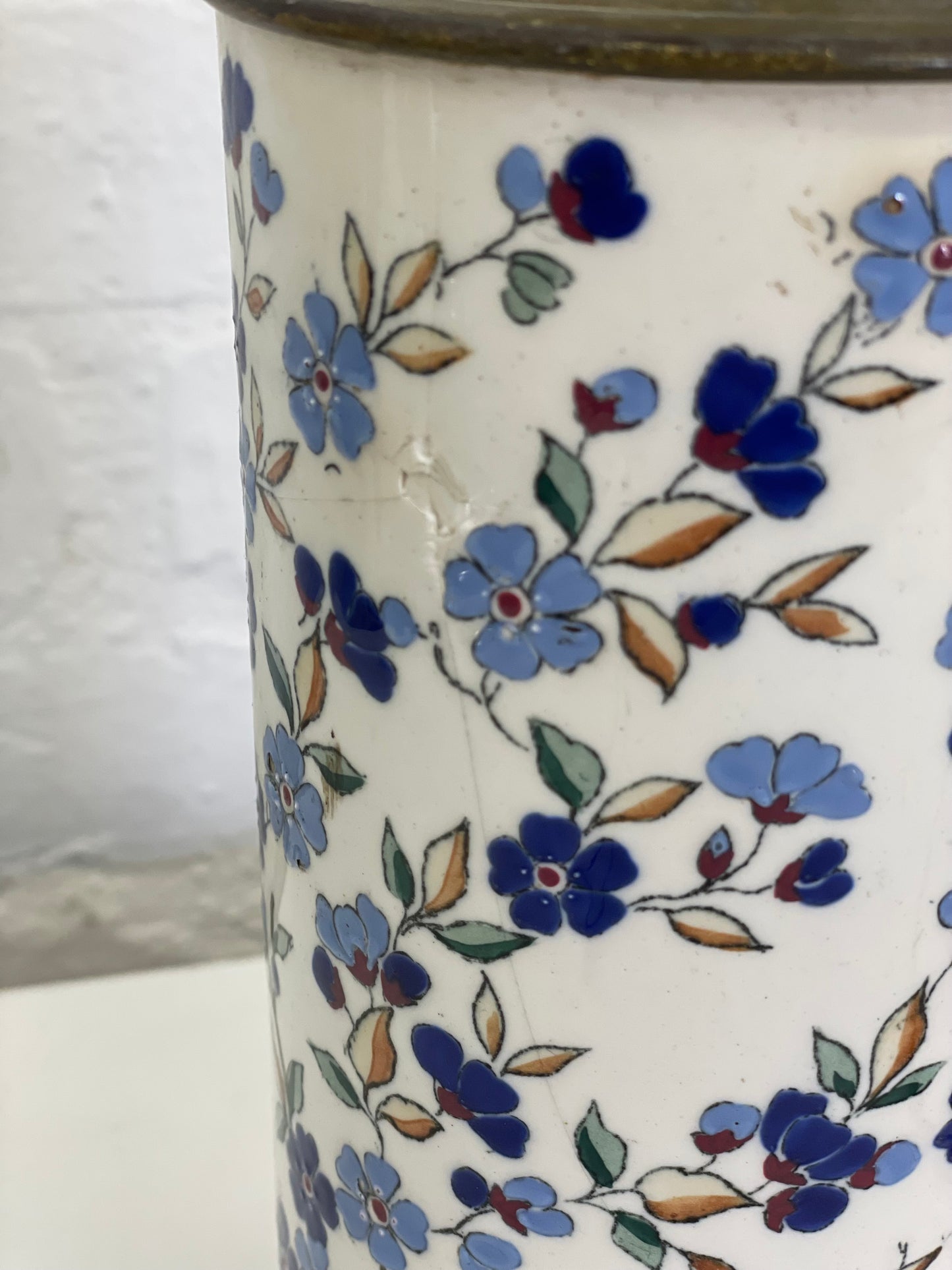 Vintage French Enamel Lamp / Longwy / Table Desk / Brass
