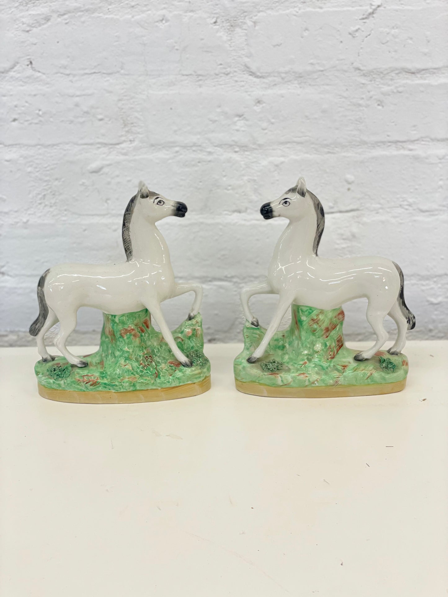Vintage Staffordshire Horses / Pair / 19th Century Rare