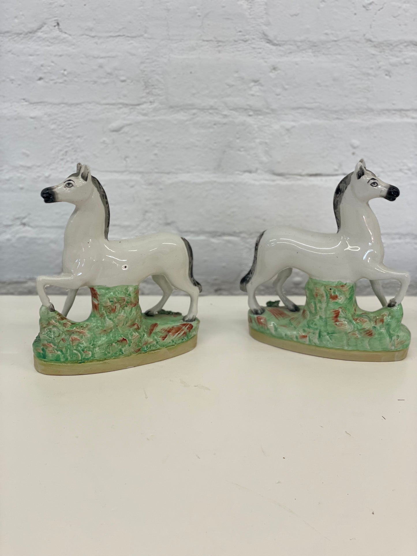 Vintage Staffordshire Horses / Pair / 19th Century Rare