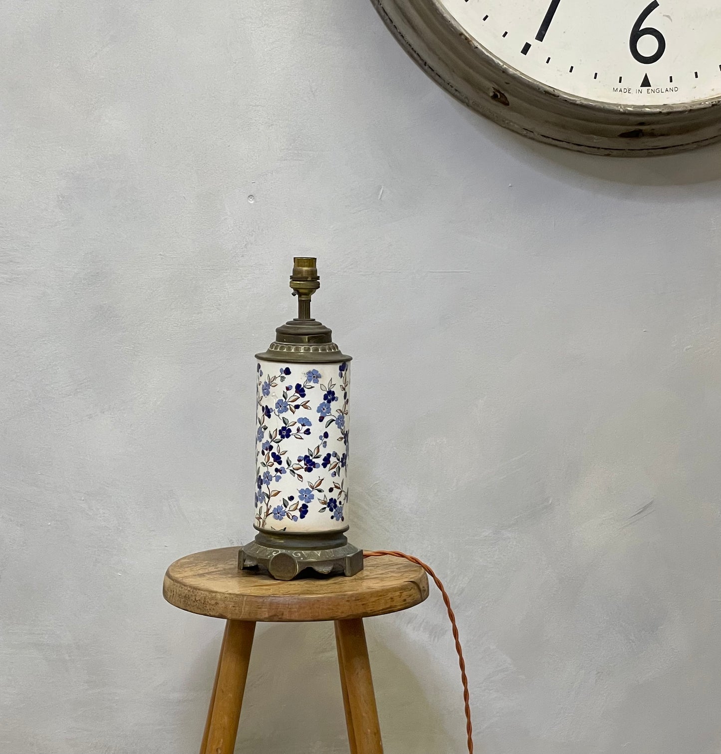 Vintage French Enamel Lamp / Longwy / Table Desk / Brass