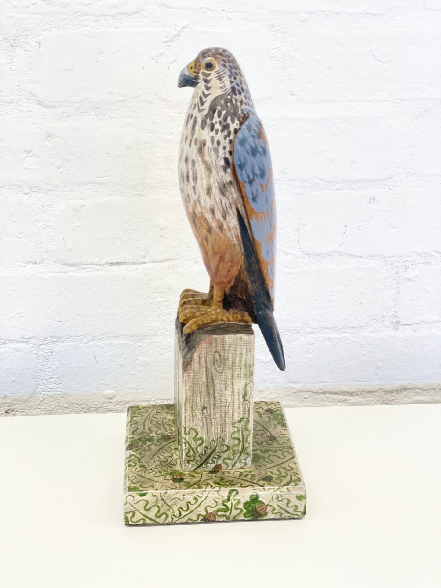Wooden carved Hawk / hand painted / 14”