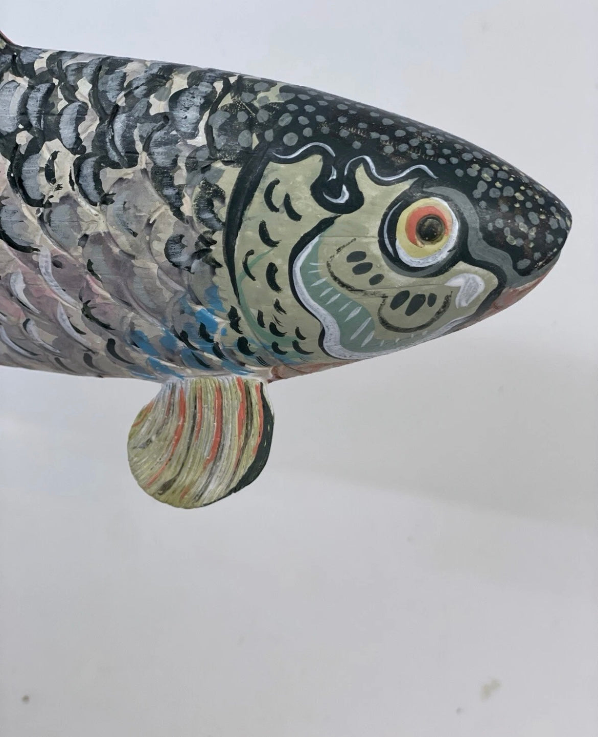 Folk art wooden painted fish