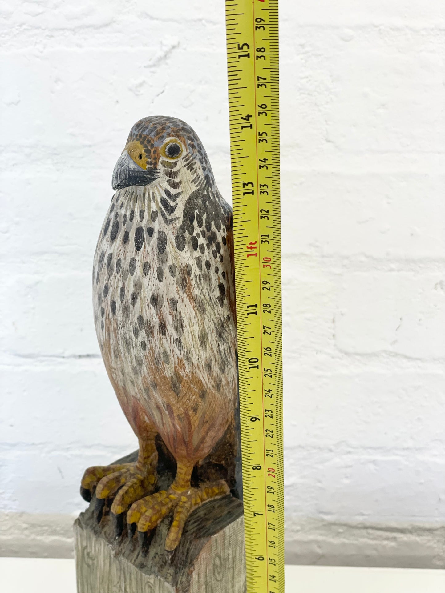 Wooden carved Hawk / hand painted / 14”