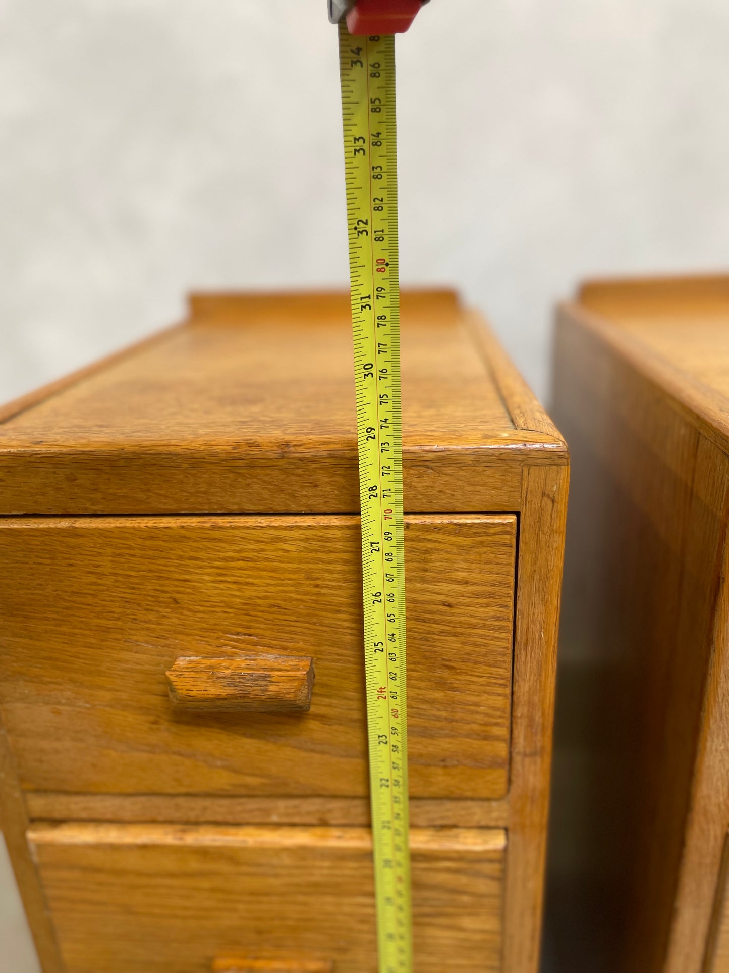 Vintage bedside drawers / 1940’s utilitarian/ modernism / oak