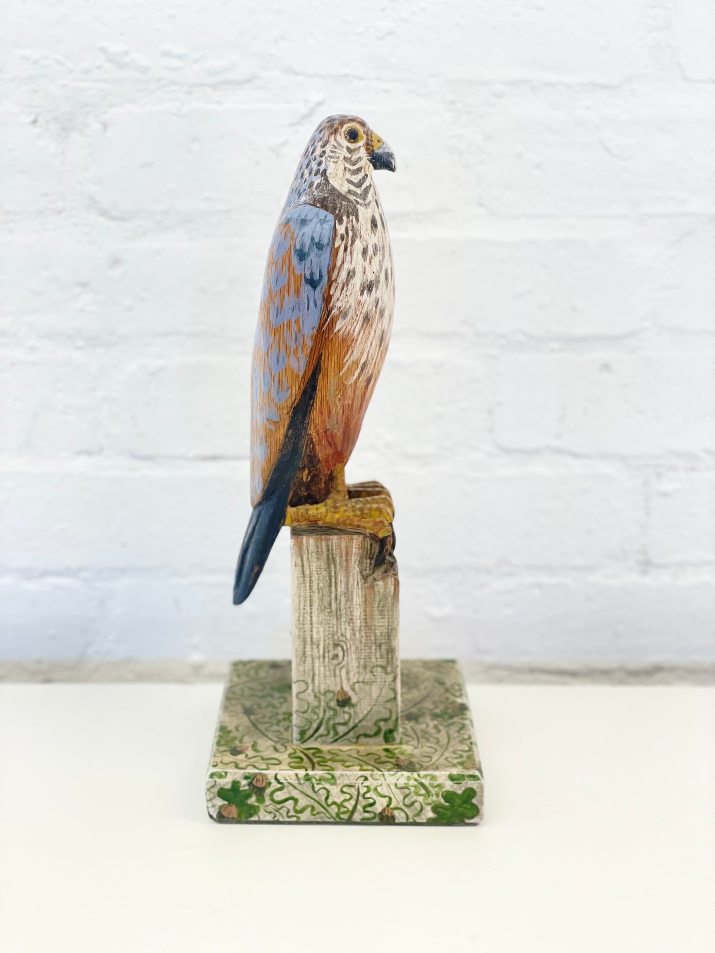 Wooden carved Hawk / hand painted / 14”