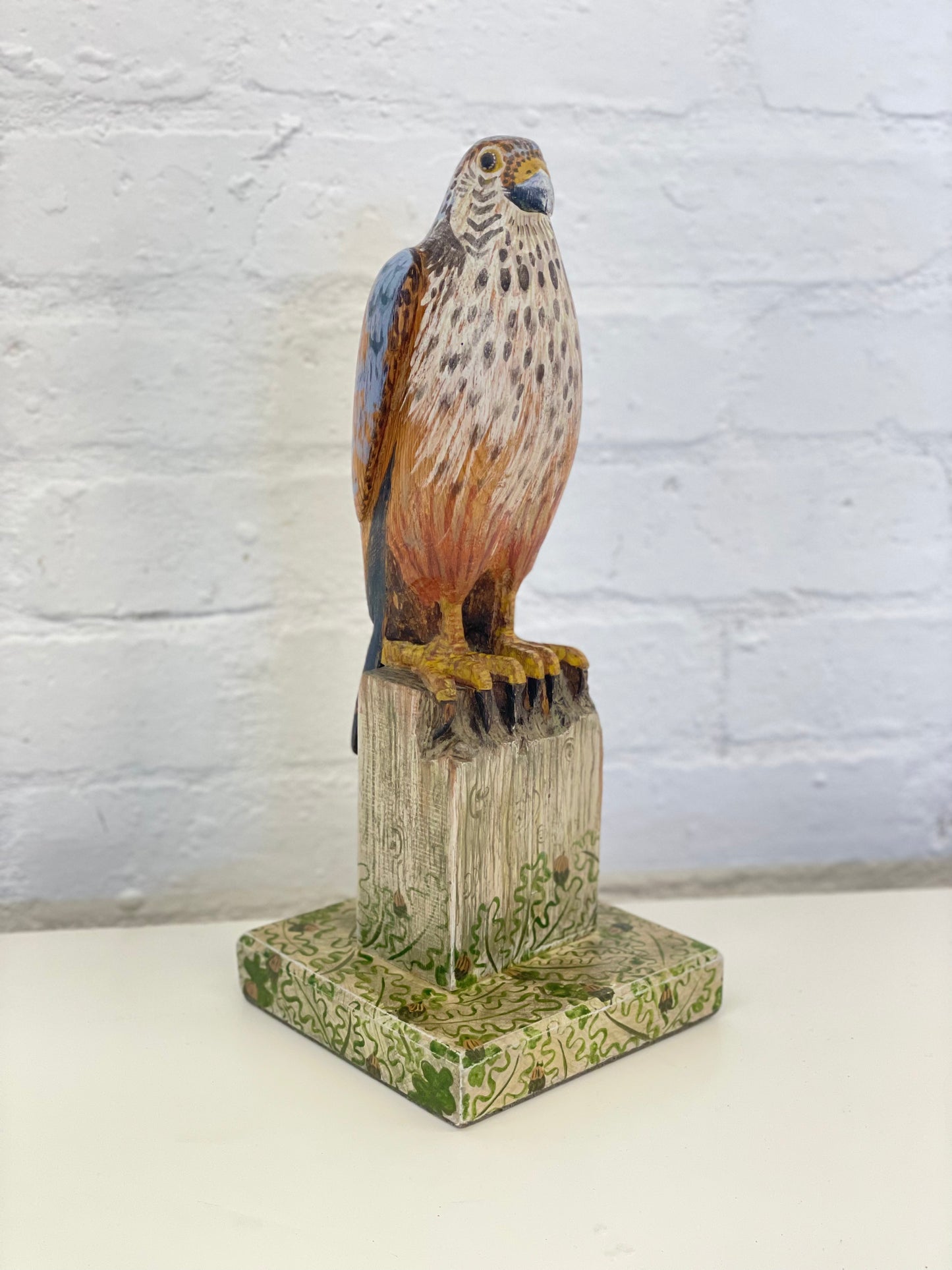 Wooden carved Hawk / hand painted / 14”