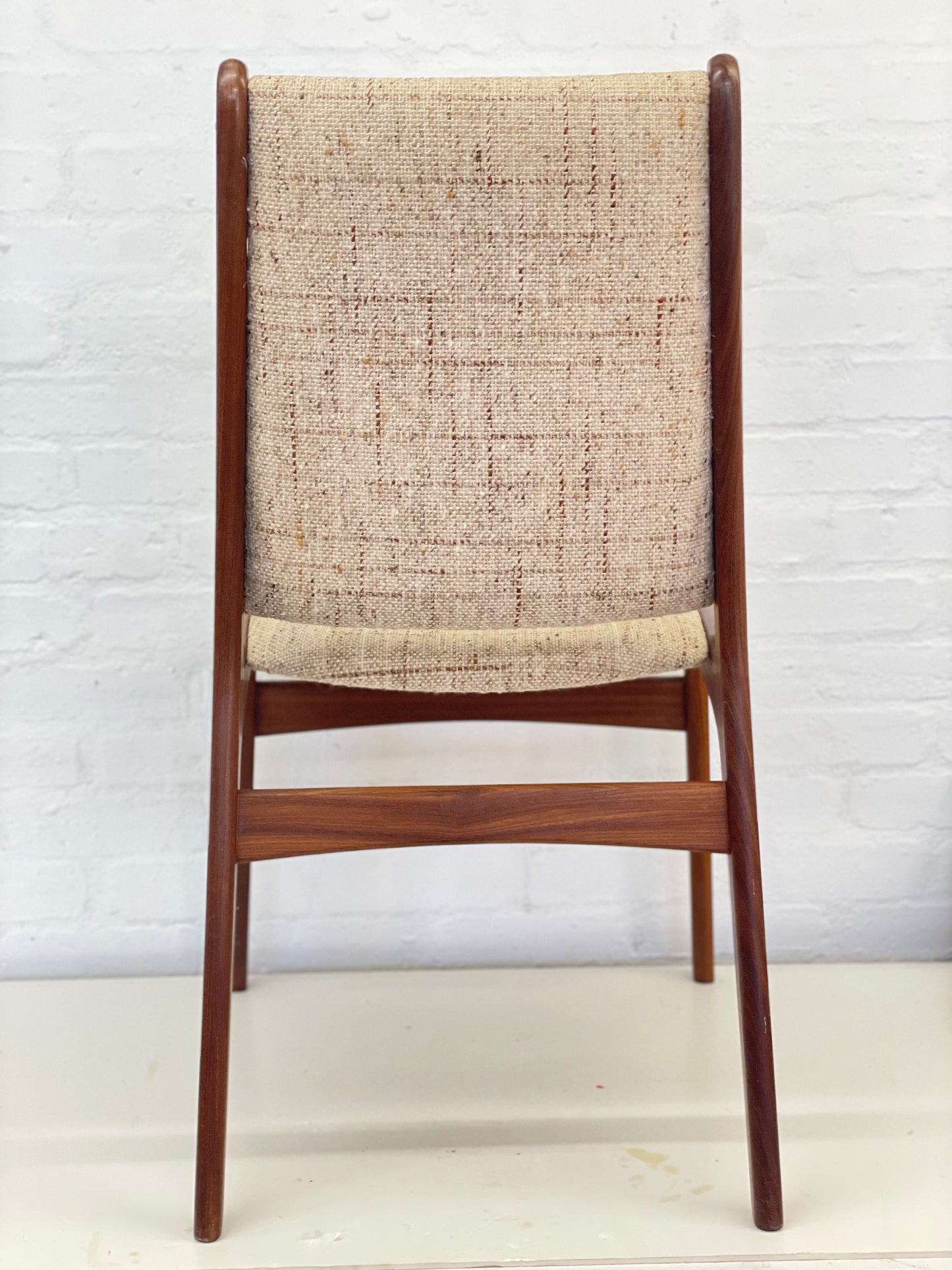 4 x Vintage mid-century Danish modern teak dining chairs by D-Scan of Denmark.