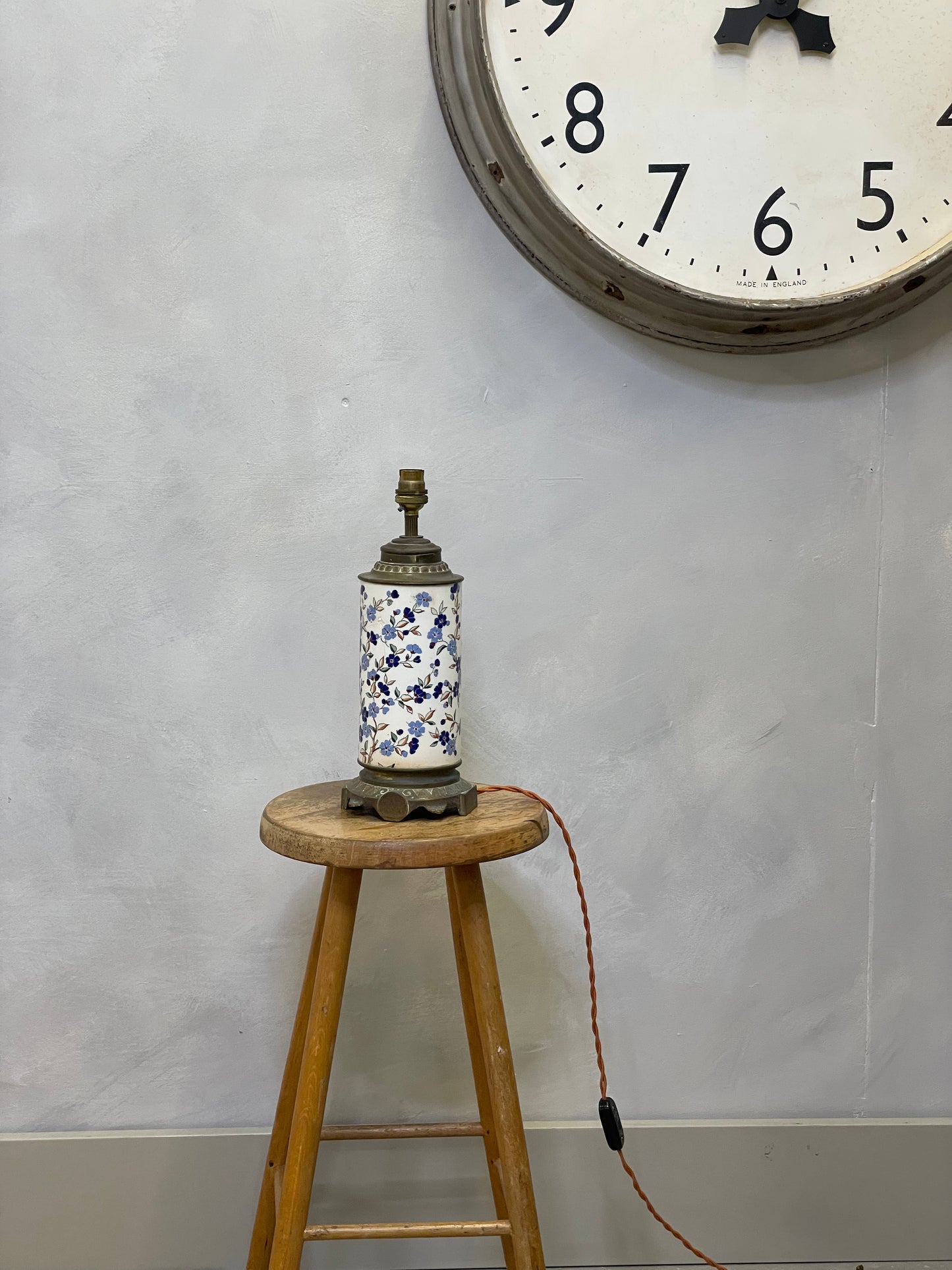 Vintage French Enamel Lamp / Longwy / Table Desk / Brass