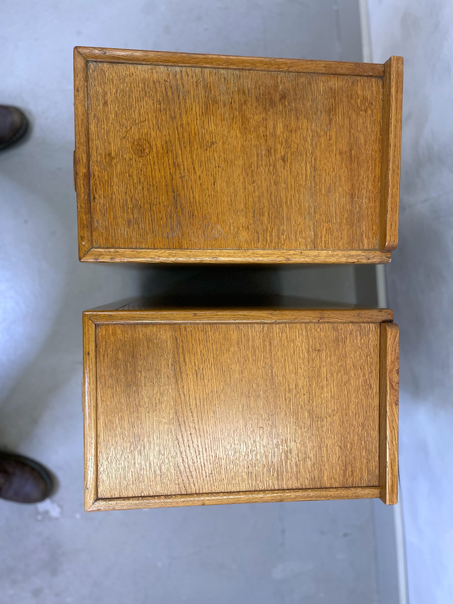 Vintage bedside drawers / 1940’s utilitarian/ modernism / oak