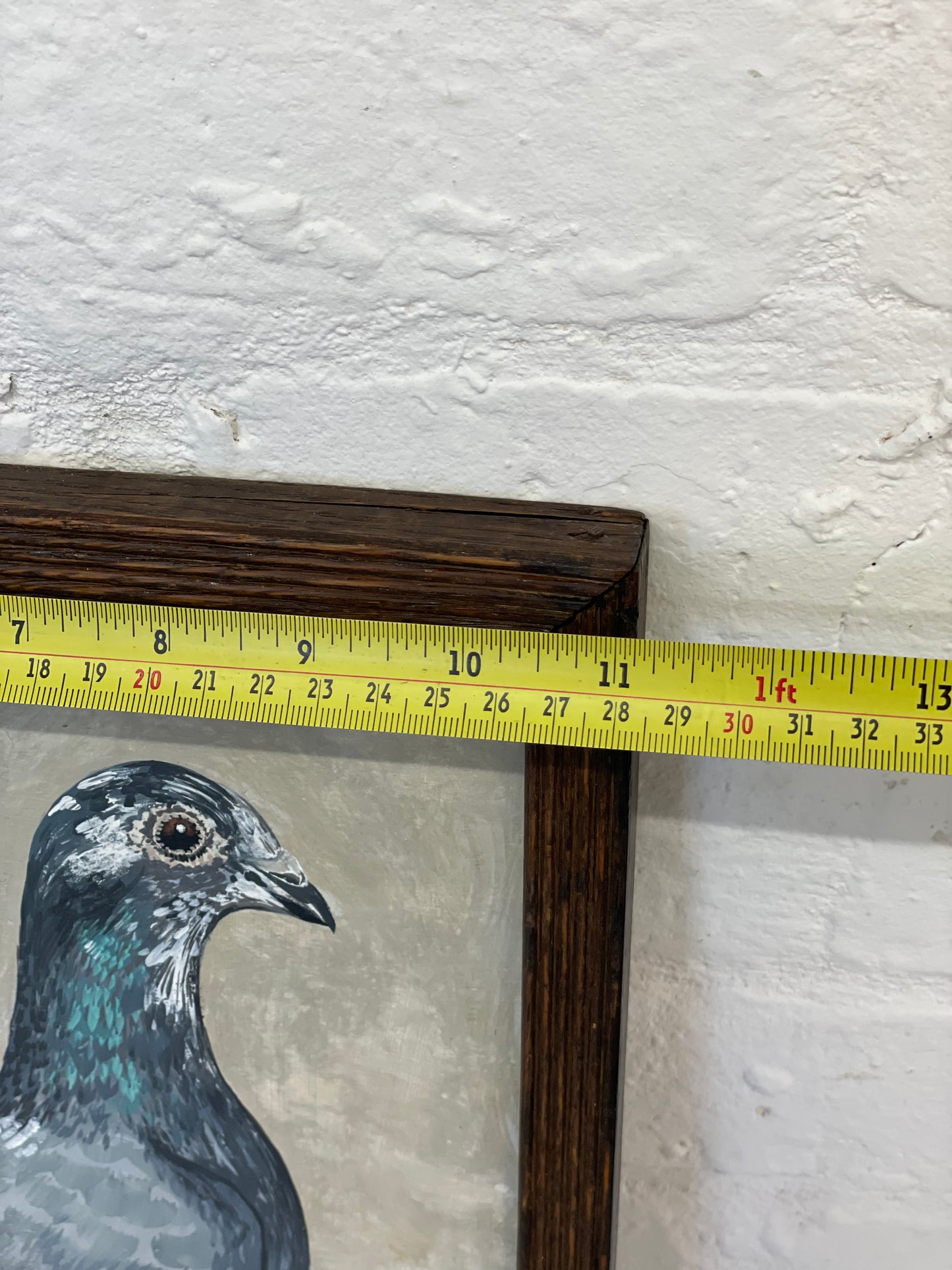 Folk Art Pigeon painting Naive framed artwork