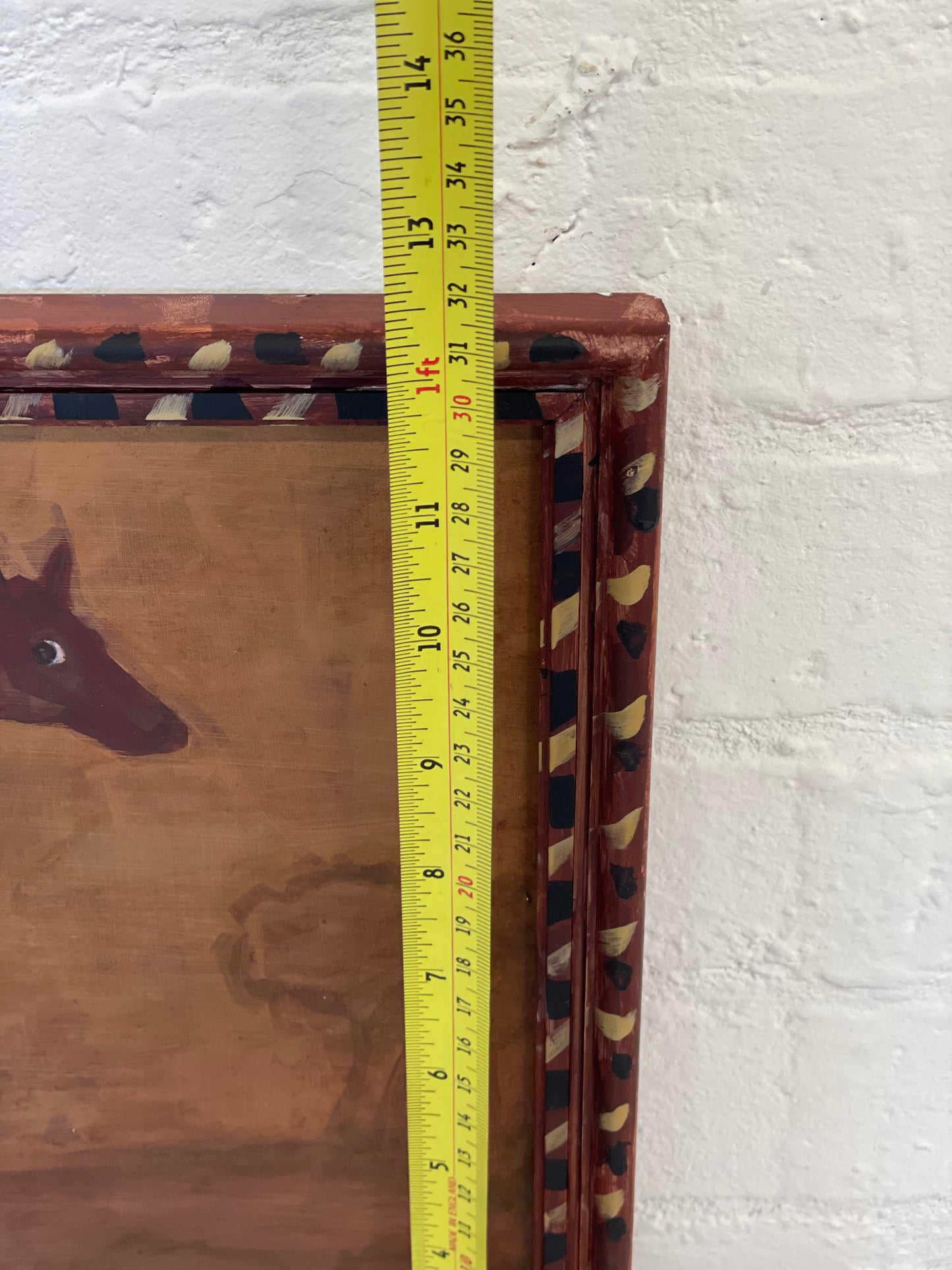 Naive horse painting folk art on board