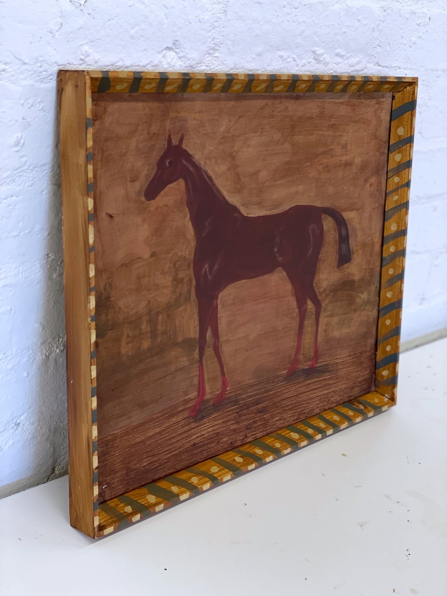 Naive horse painting folk art