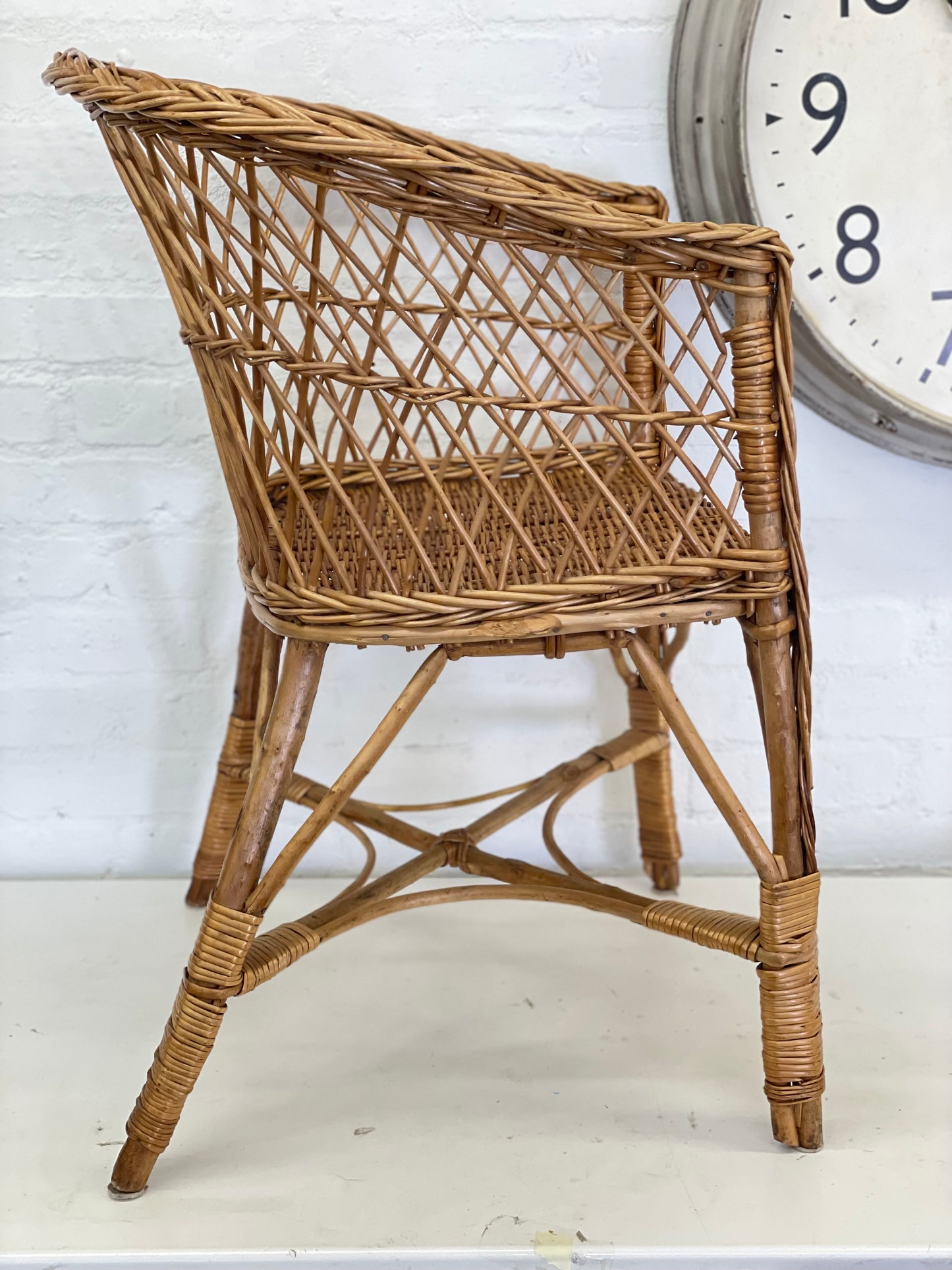 Vintage Wicker Rattan Chair / Arm Lounge / Adult Size / 1930’s