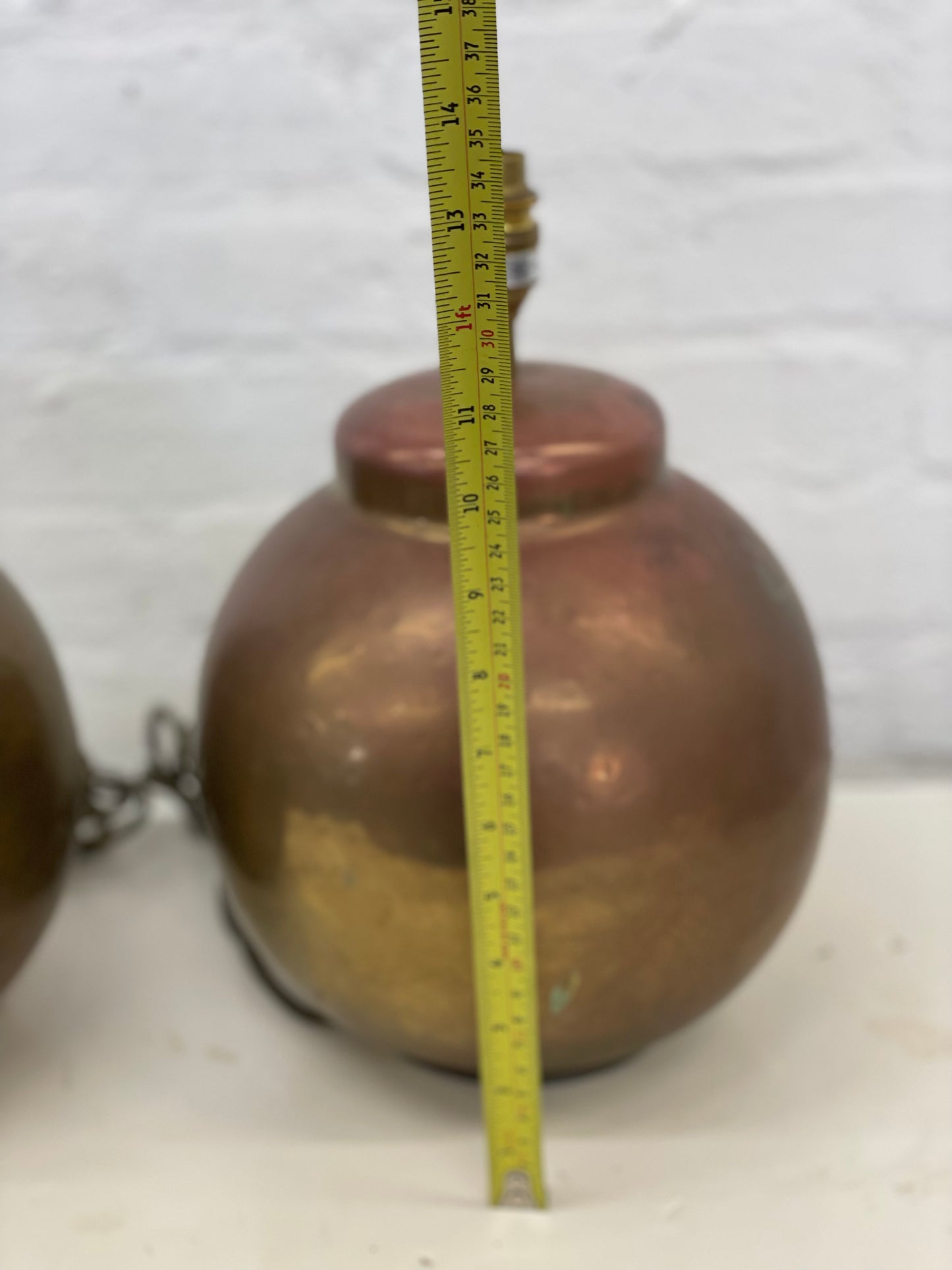 Vintage Hammered Brass Ginger Jar Table Lamps