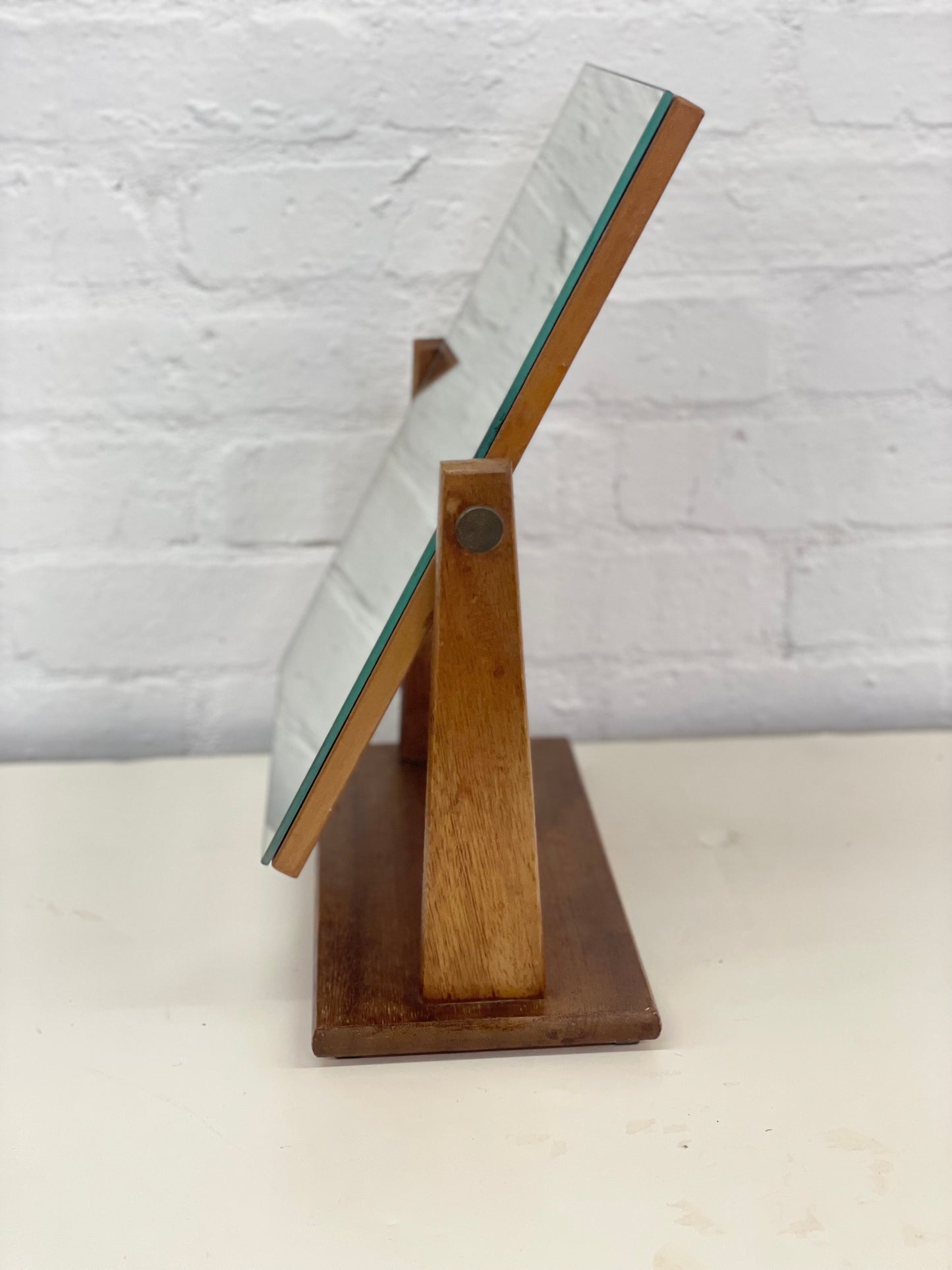 Danish Mid Century Teak Table Top Dressing Vanity Mirror