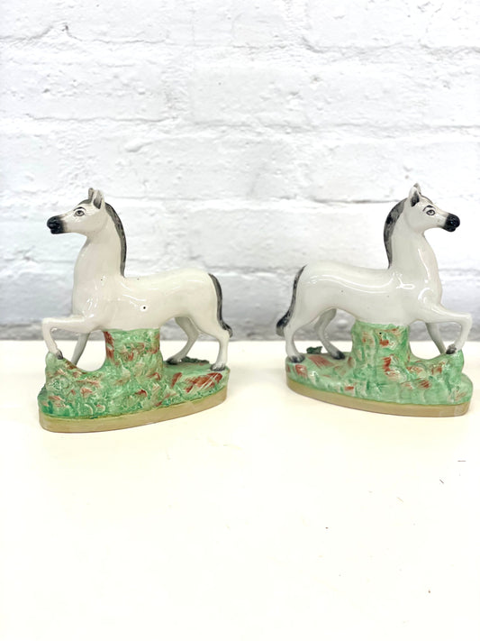 Vintage  Staffordshire Horses / Pair / 19th Century Rare