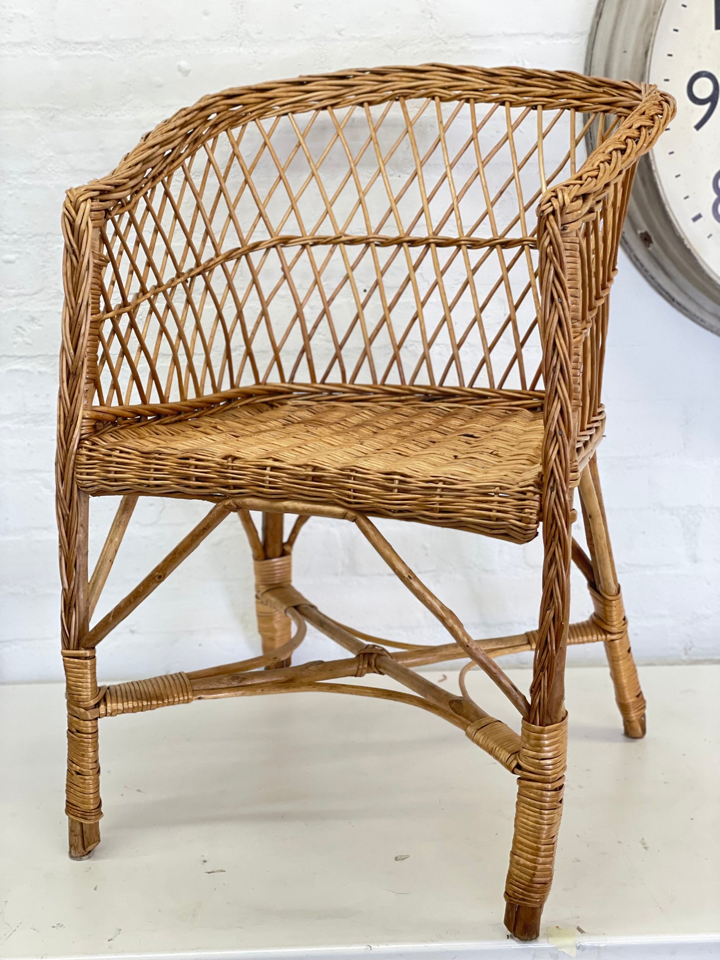 Vintage Wicker Rattan Chair / Arm Lounge / Adult Size / 1930’s