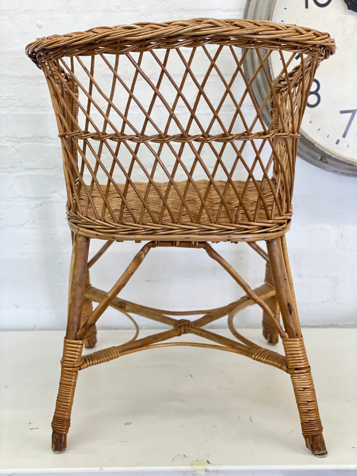 Vintage Wicker Rattan Chair / Arm Lounge / Adult Size / 1930’s