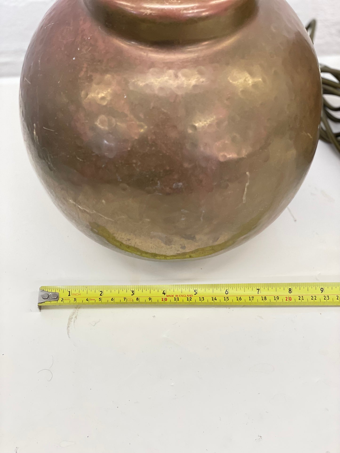 Vintage Hammered Brass Ginger Jar Table Lamps