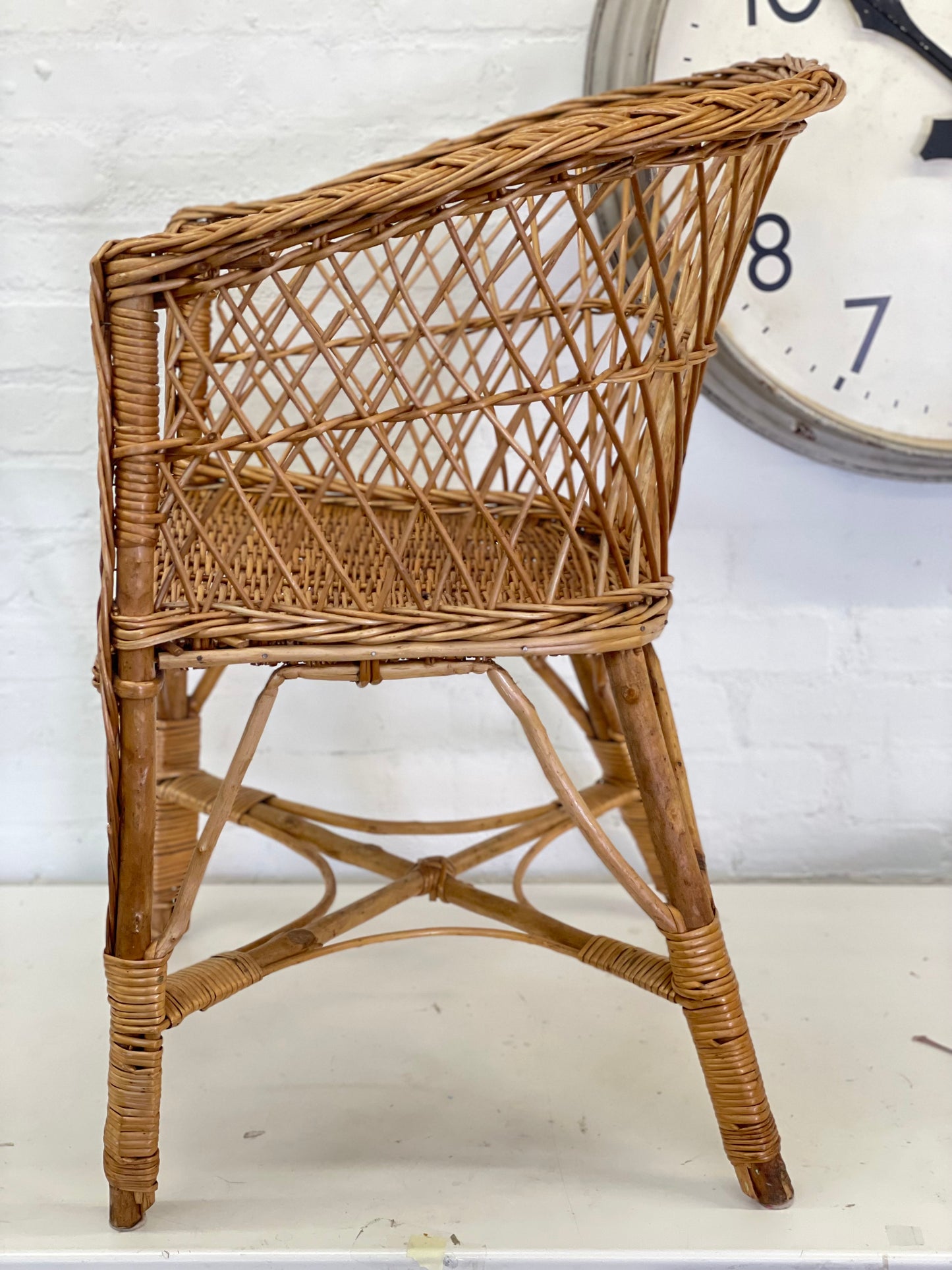 Vintage Wicker Rattan Chair / Arm Lounge / Adult Size / 1930’s