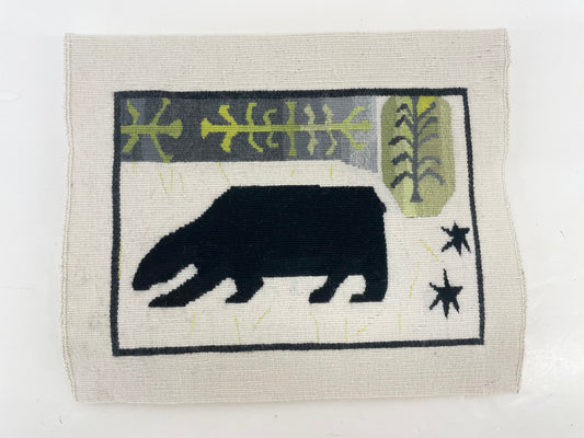 Small tapestry / polar bear / finely woven wool / mounted on board