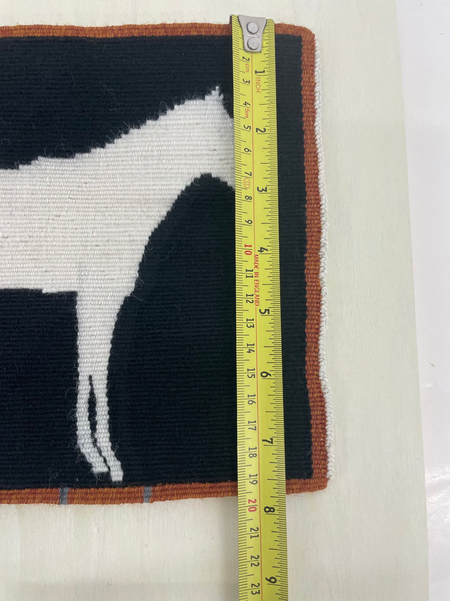 Small Tapestry / fine weave / wool / horse / mounted on board