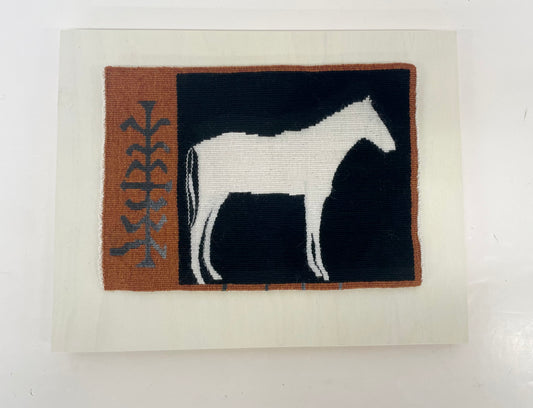 Small Tapestry / fine weave / wool / horse / mounted on board