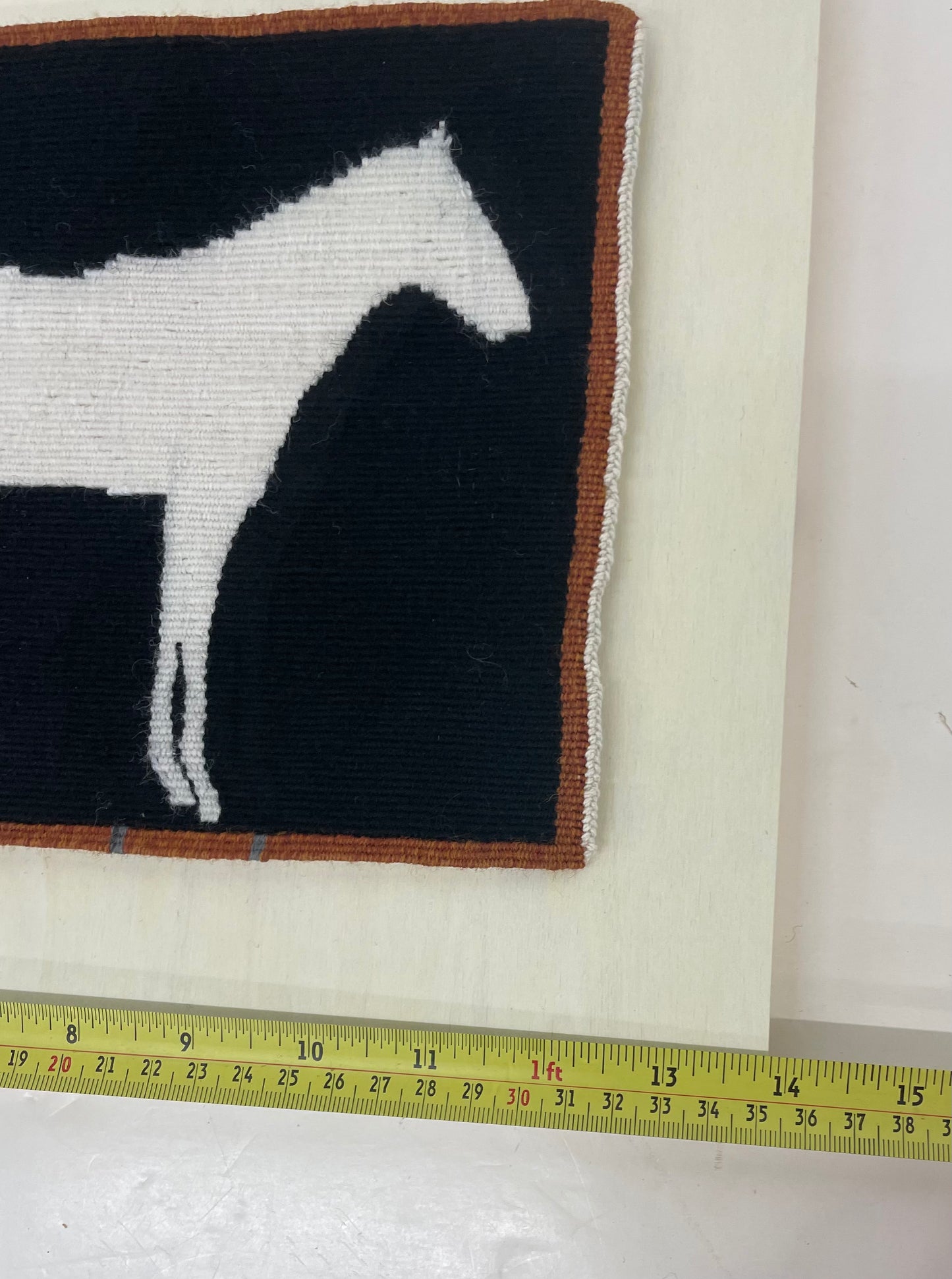 Small Tapestry / fine weave / wool / horse / mounted on board