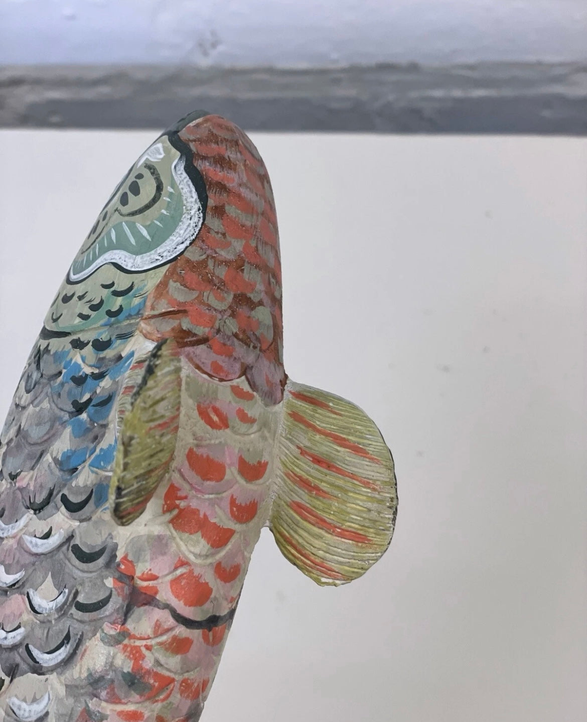 Folk art wooden painted fish