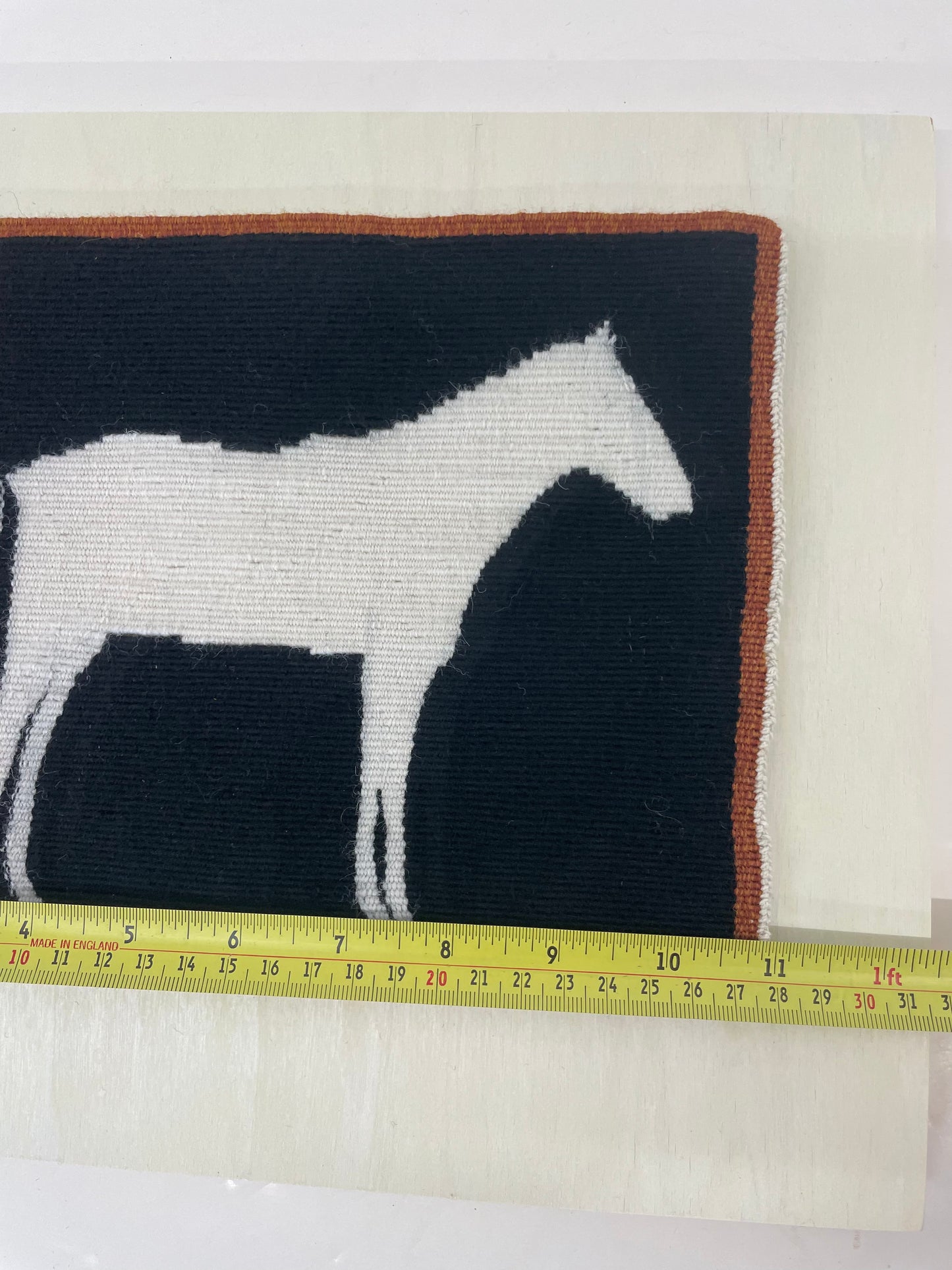 Small Tapestry / fine weave / wool / horse / mounted on board