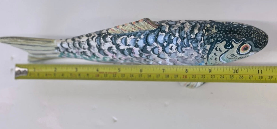 Folk art wooden painted fish