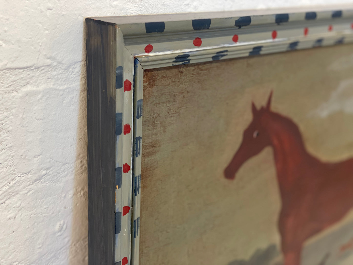 Naive horse painting on canvas