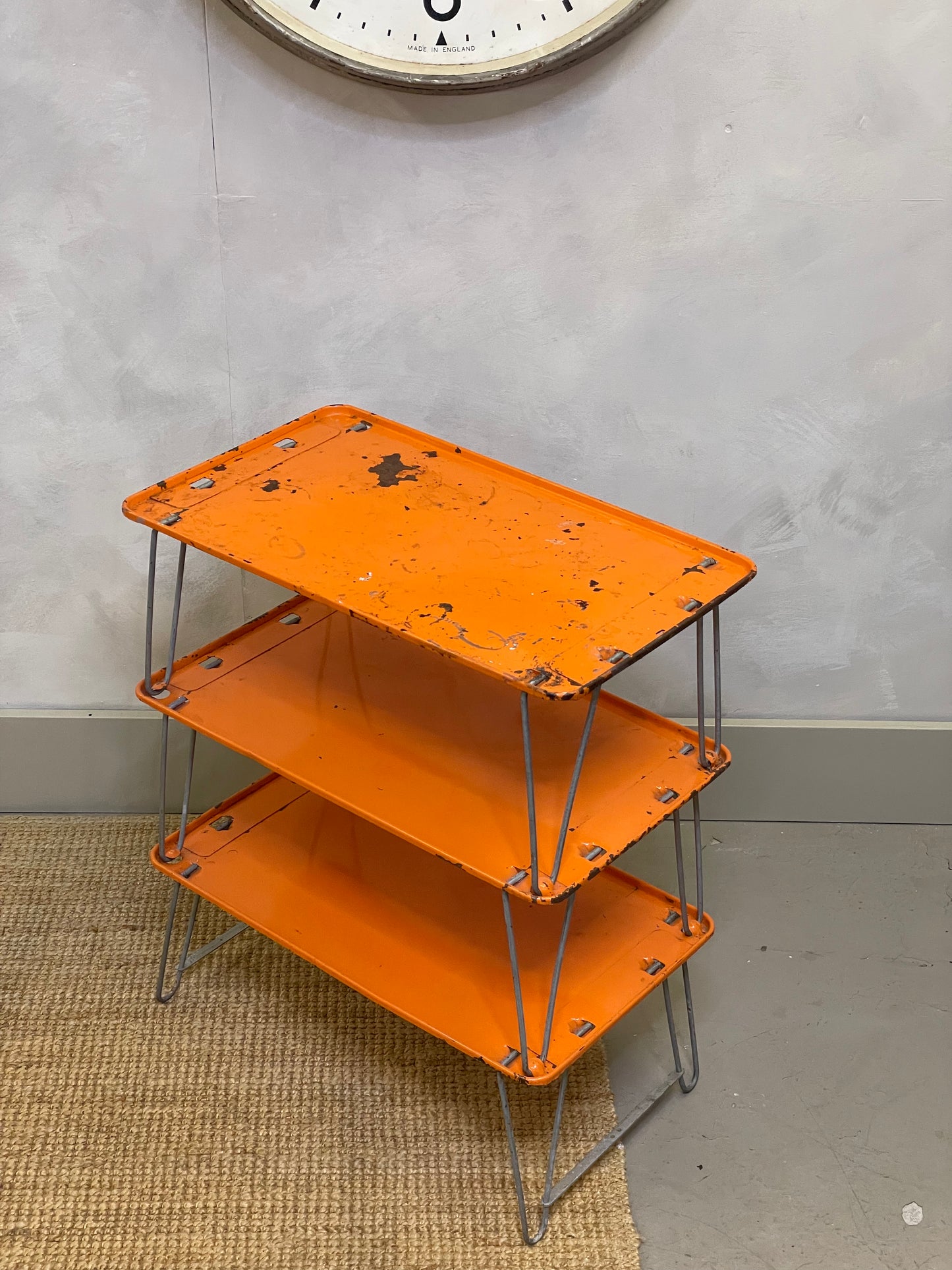 Vintage Orange Metal Shelves / mid Century Camping / Collapsible