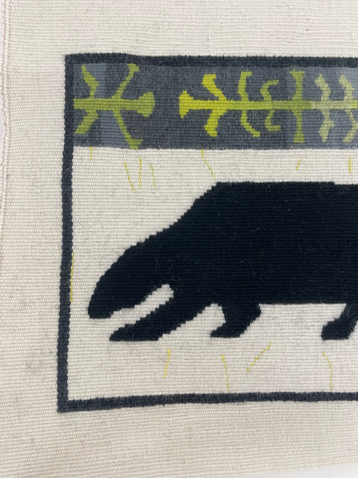 Small tapestry / polar bear / finely woven wool / mounted on board