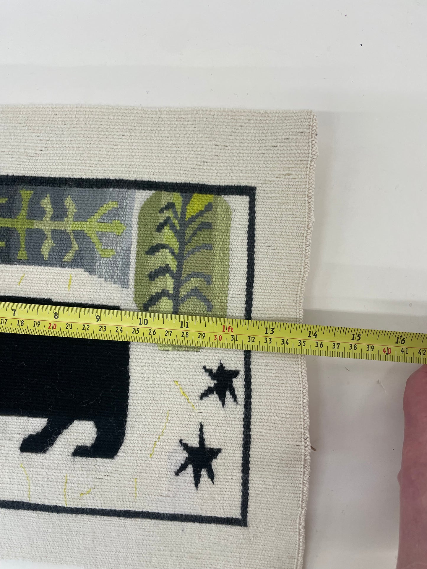 Small tapestry / polar bear / finely woven wool / mounted on board