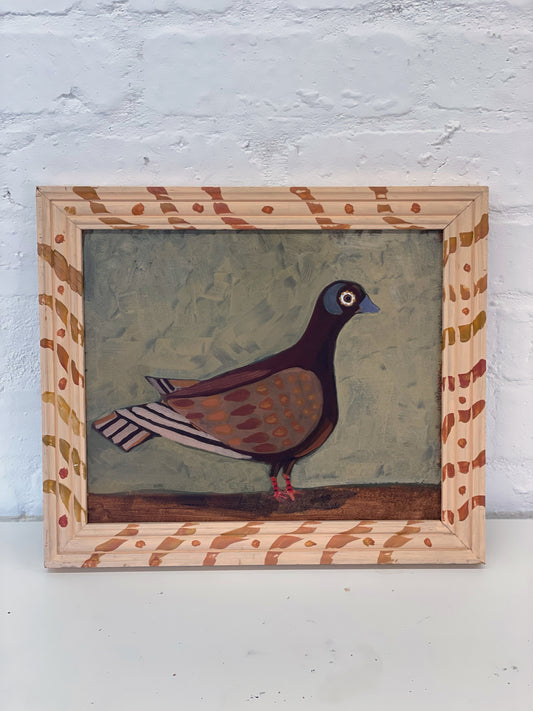 Naive pigeon painting folk art
