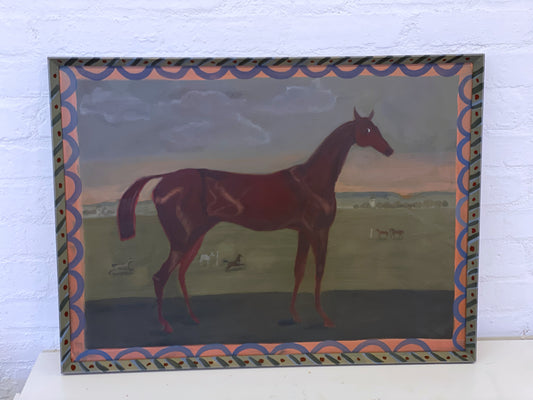 Naive horse painting folk art large size