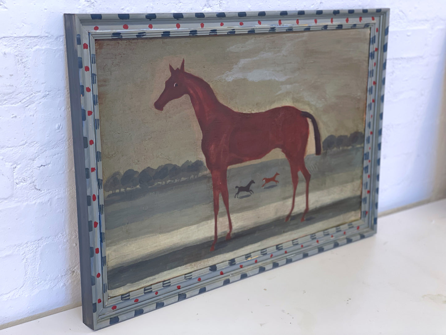 Naive horse painting on canvas